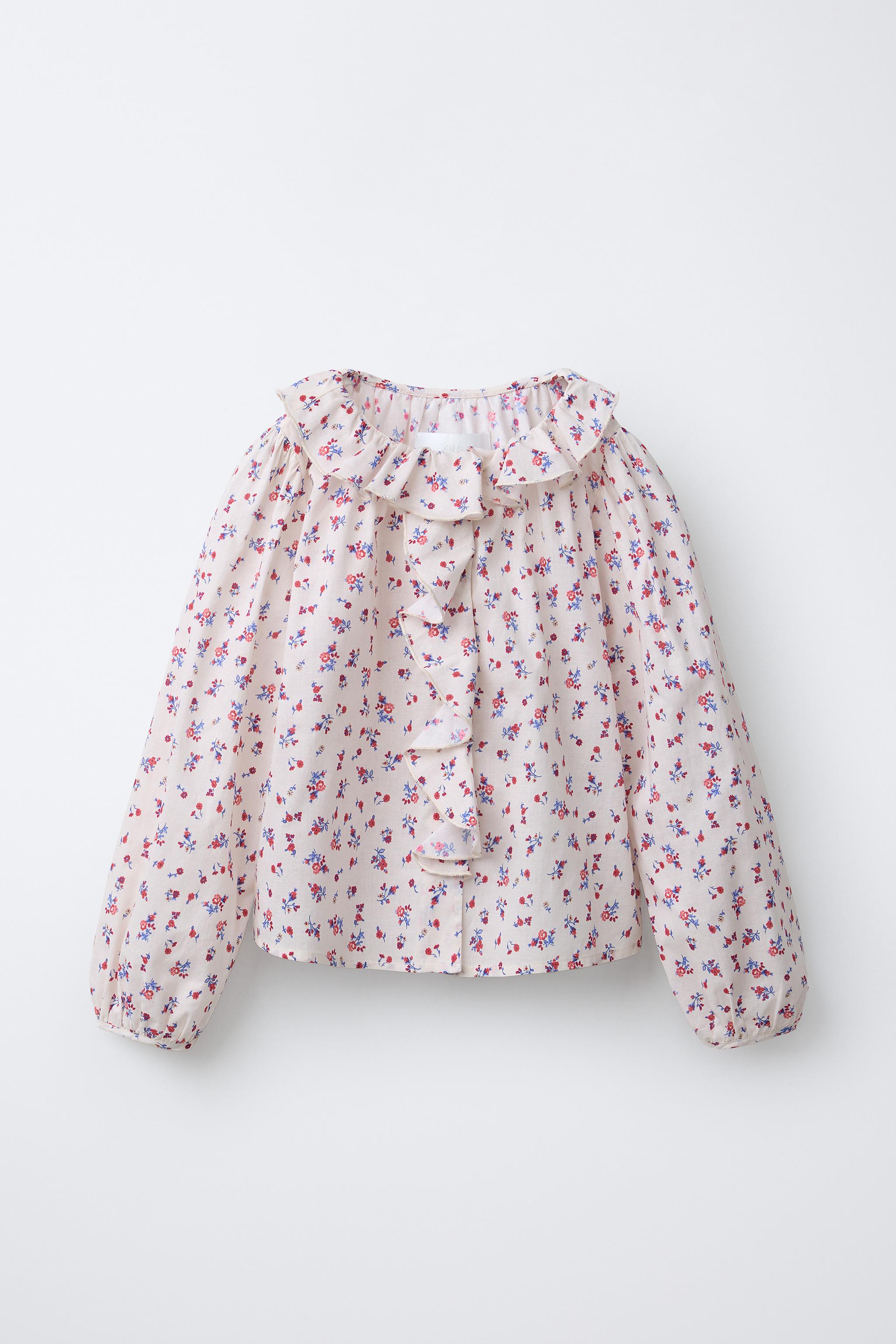 CHEMISE À FLEURS AVEC VOLANT